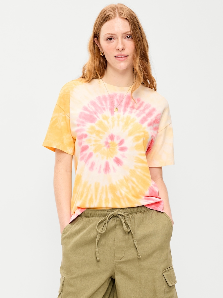 T-shirt ras du cou rétro pour femme