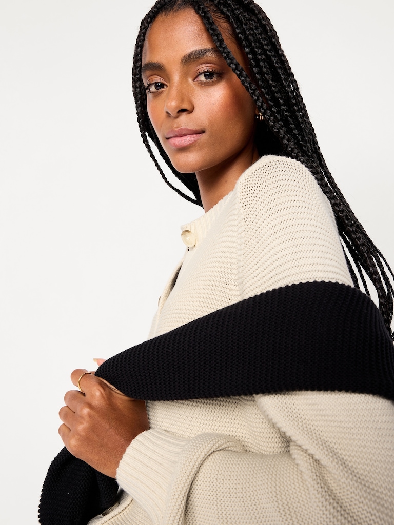 Seaside Cotton Garter-Knit Cardigan Sweater