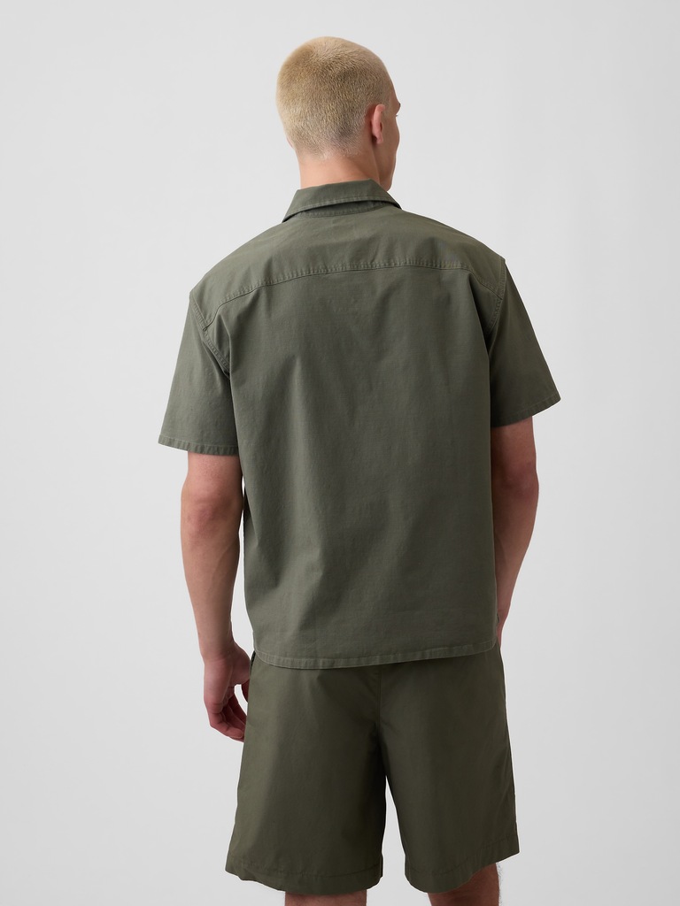 Relaxed Straight-Hem Utility Shirt