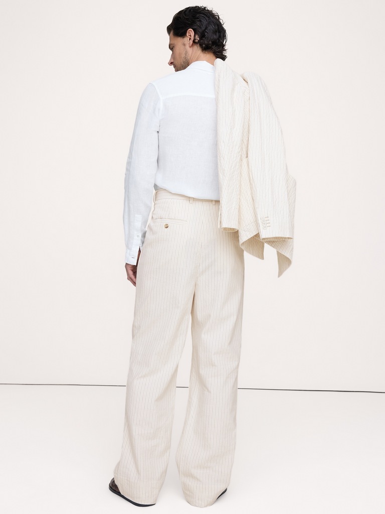 Italian Cotton-Linen Seersucker Suit Pant