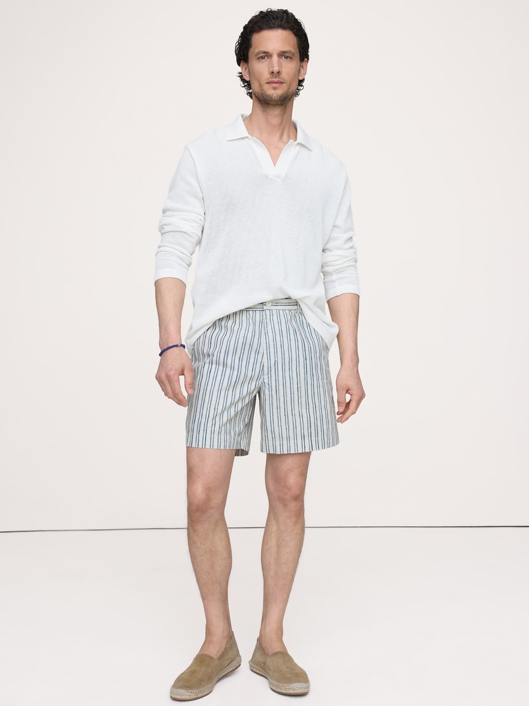 Short à taille extensible en coton léger de 18 cm