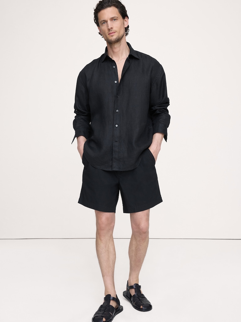 Short à taille extensible en coton léger de 18 cm