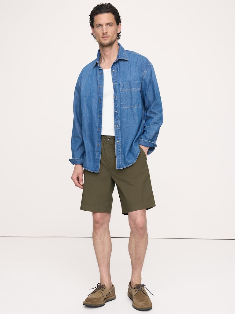 Short à taille extensible en coton léger de 23 cm