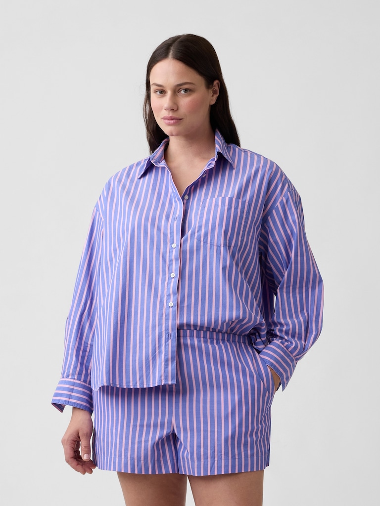 Relaxed Pull-On Poplin Shorts