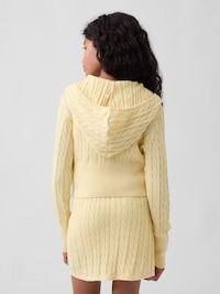 Kids 100% Cotton Cable-Knit Sweater Zip Hoodie
