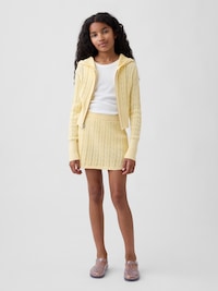 Kids 100% Cotton Cable-Knit Sweater Zip Hoodie