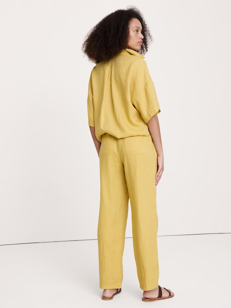The Getaway Straight-Leg Pull-On Pant in Linen