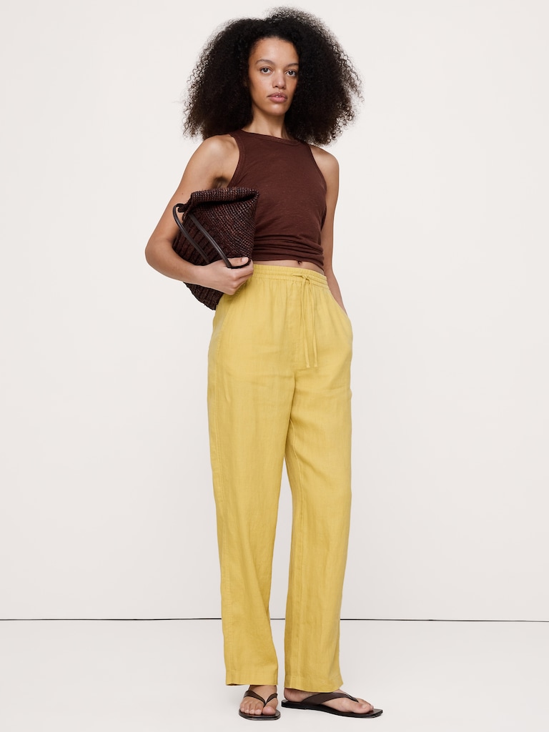 The Getaway Straight-Leg Pull-On Pant in Linen