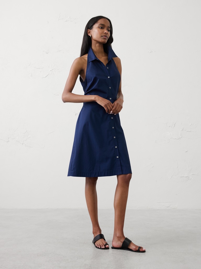Shirred-Waist Above-Knee Dress
