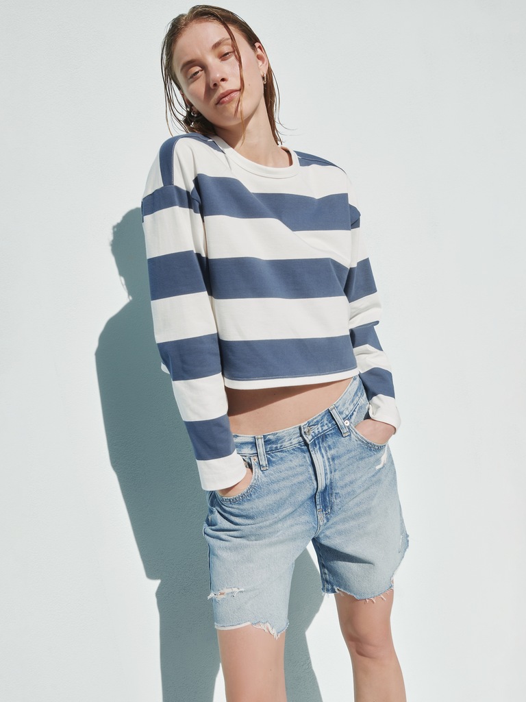 Knit Oversized Crop T-Shirt