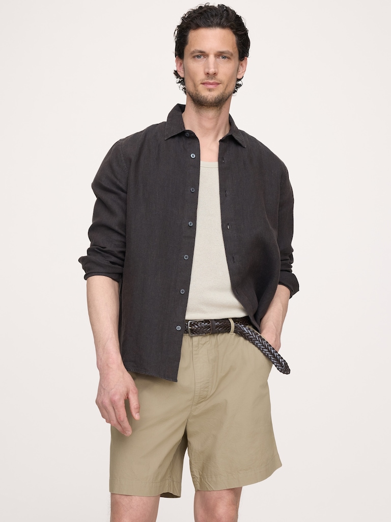 Short à taille extensible en coton léger de 18 cm