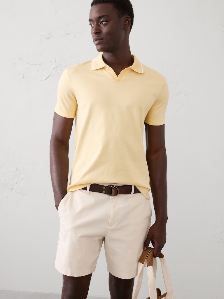 Slim-Fit Luxe Touch Johnny-Collar Polo