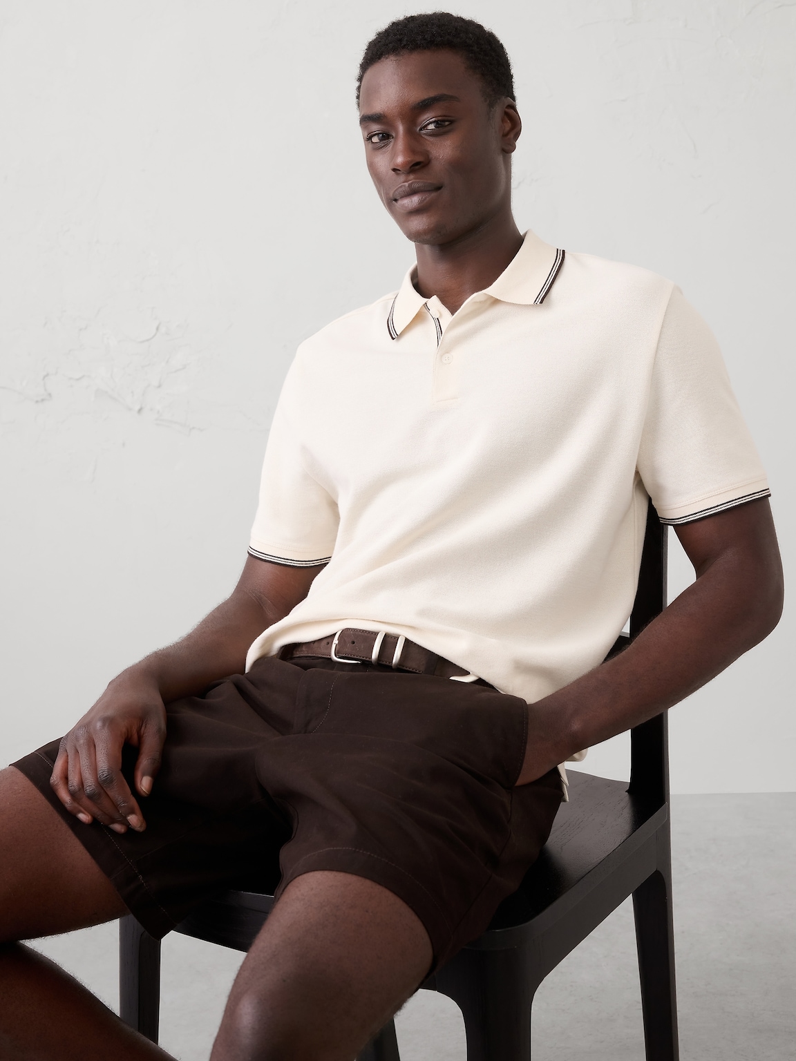Standard-Fit Textured Tipped Polo