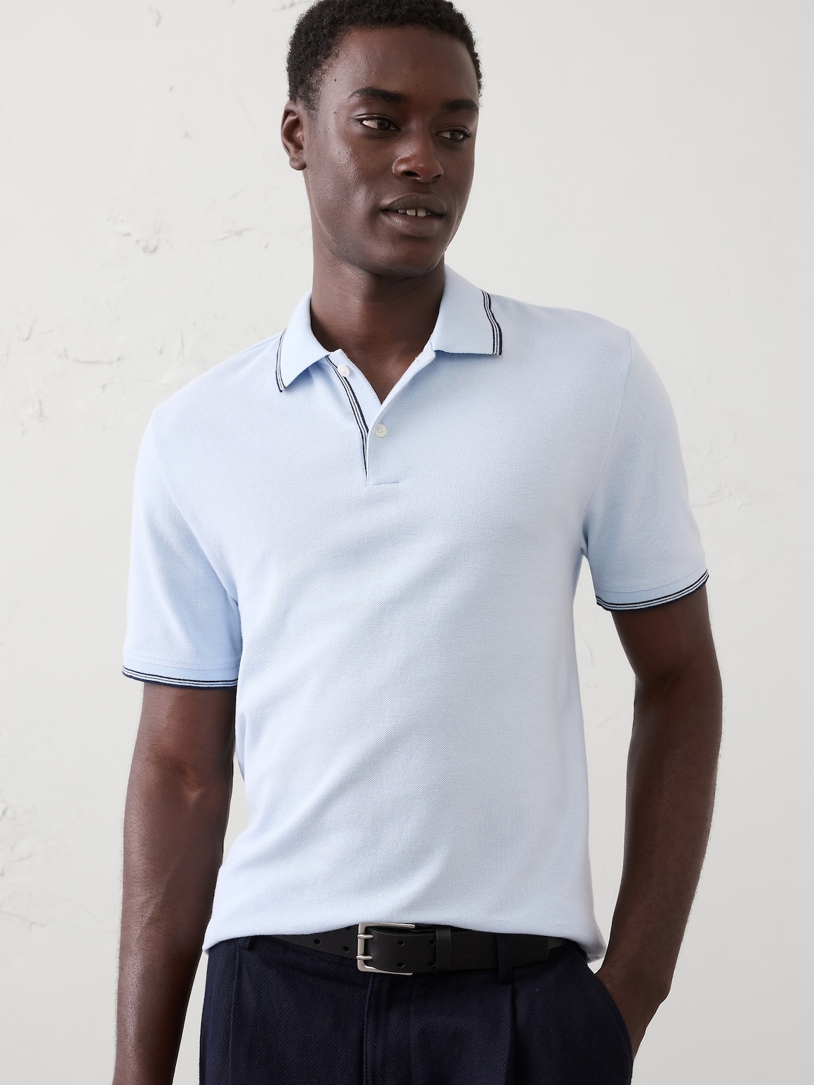 Standard-Fit Textured Tipped Polo