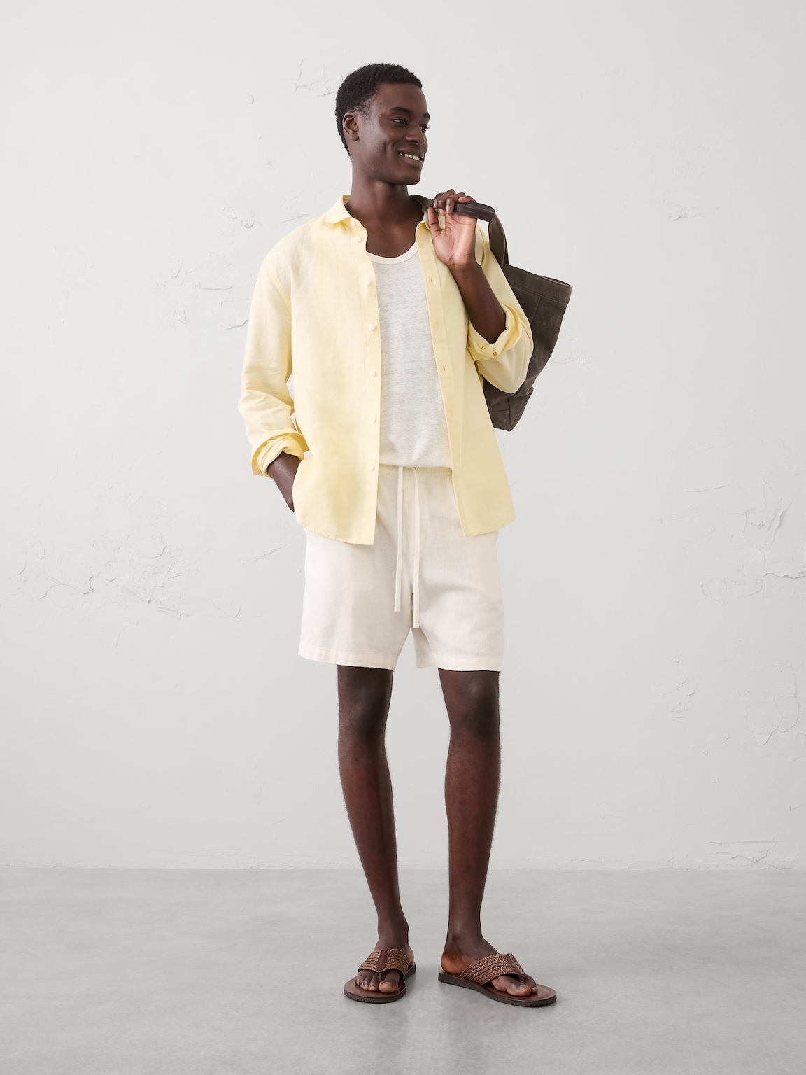 Slim-Fit Linen-Blend Shirt