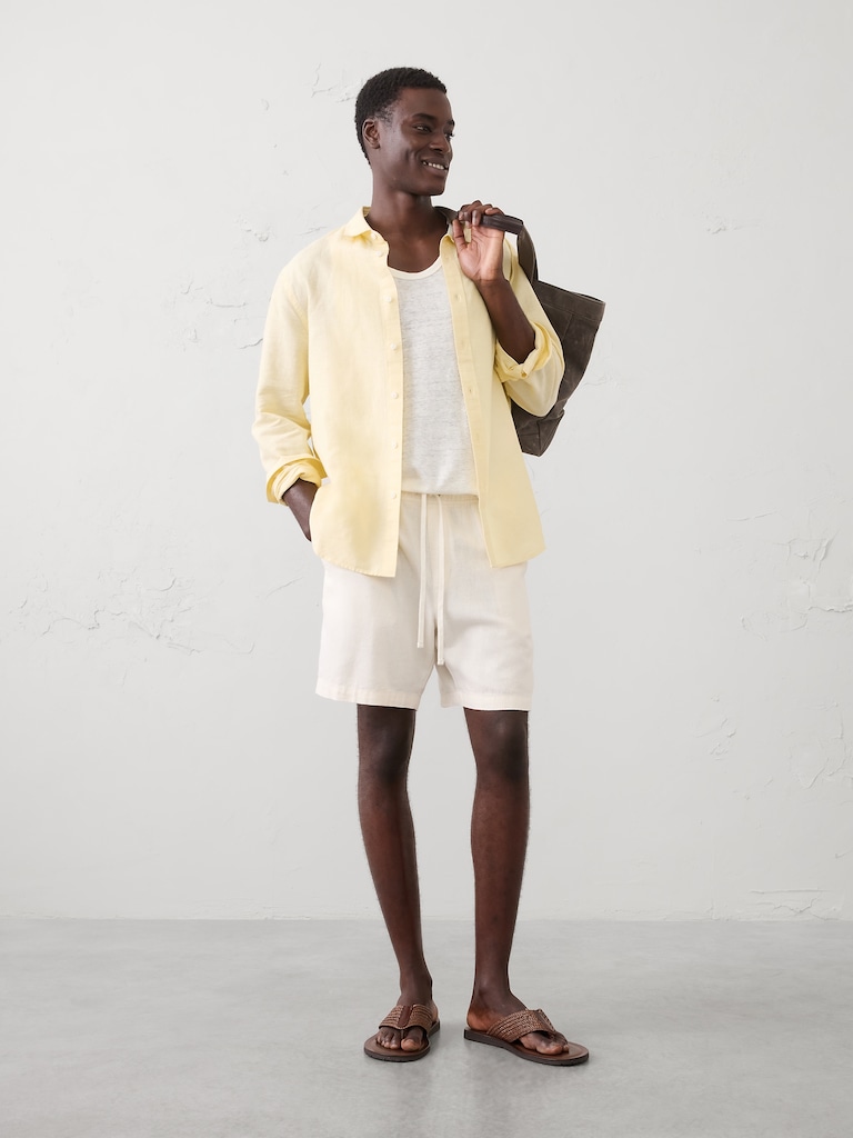 Slim-Fit Linen-Blend Shirt