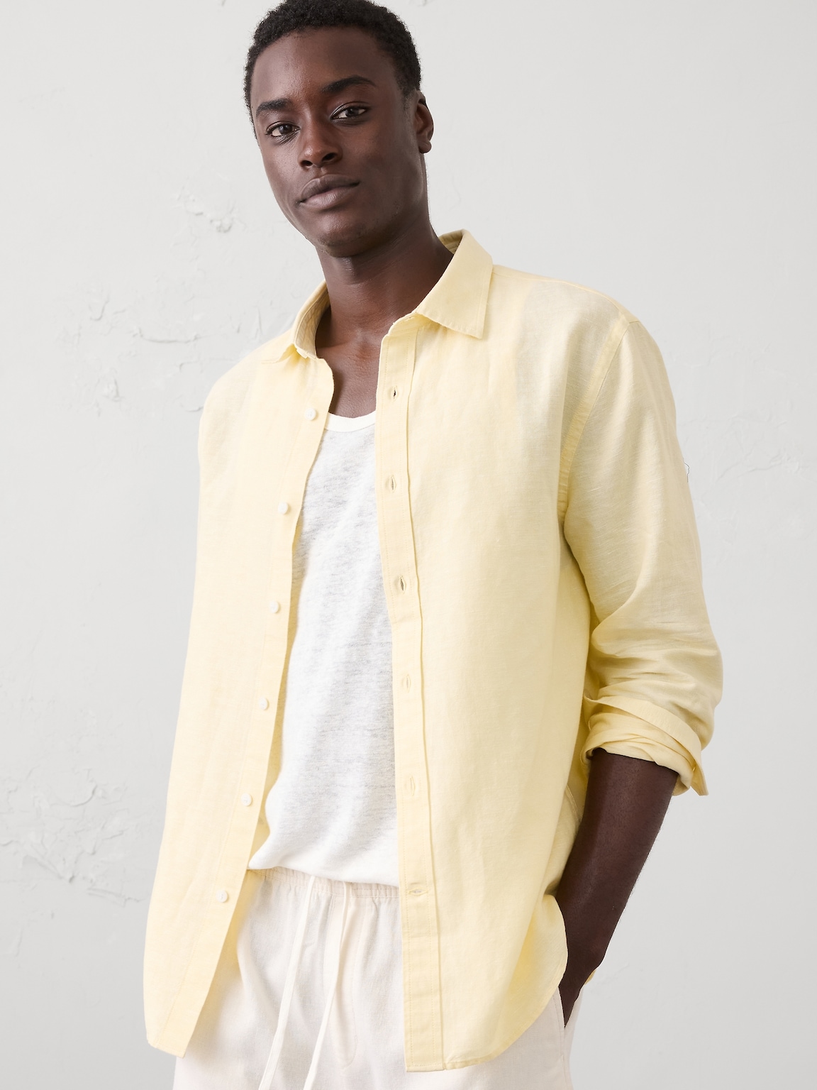 Slim-Fit Linen-Blend Shirt