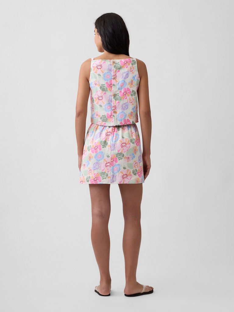 Linen-Blend Pull-On Mini Skirt