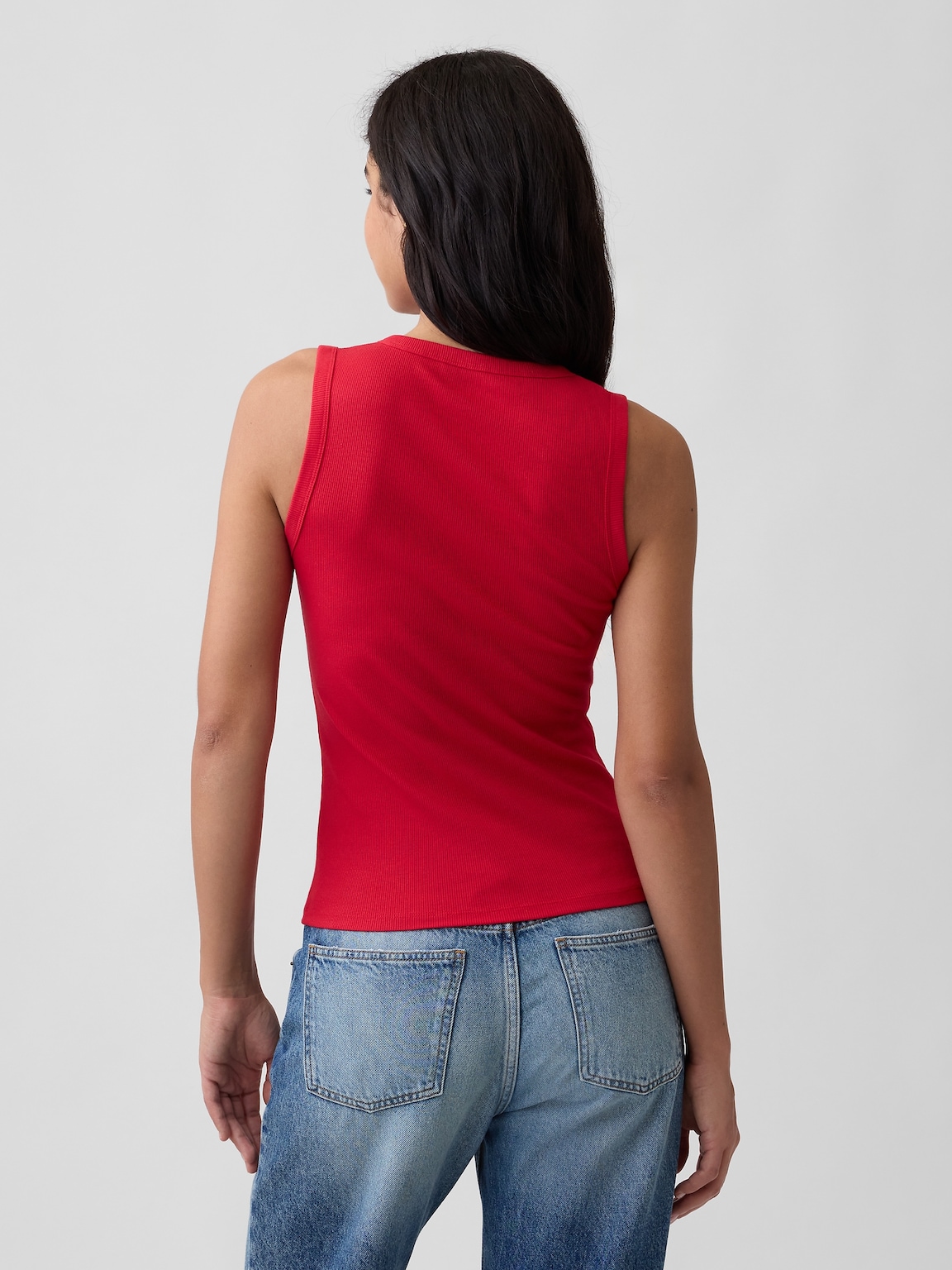 Ribbed Henley Tank Top