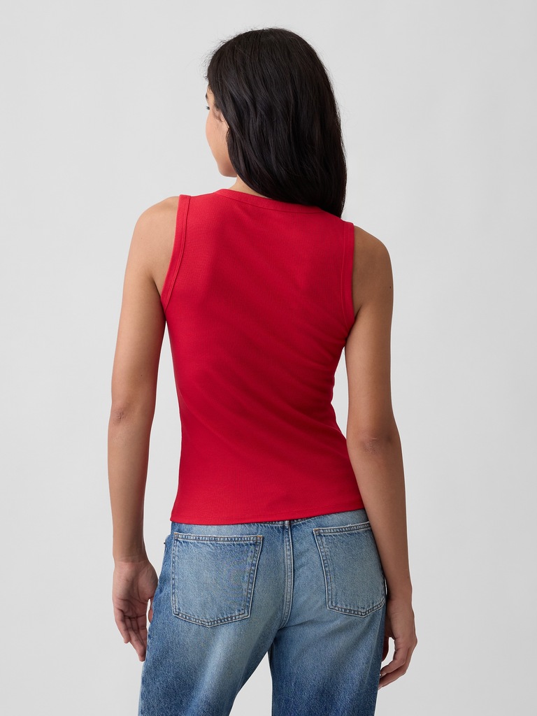 Ribbed Henley Tank Top
