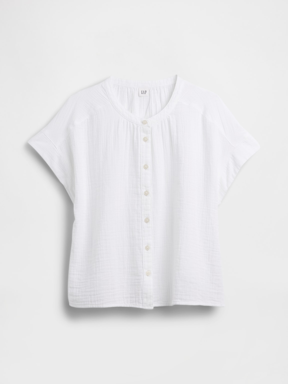 Relaxed Button-Up Gauze Top