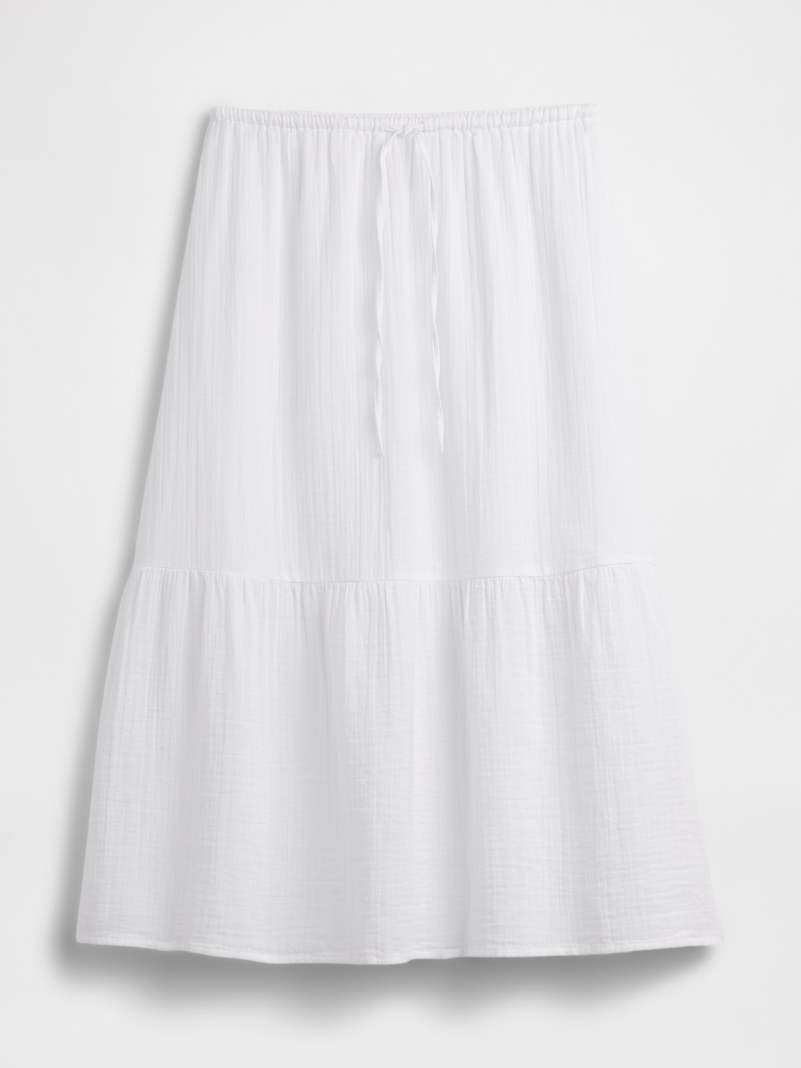 Pull-On Gauze Midi Skirt