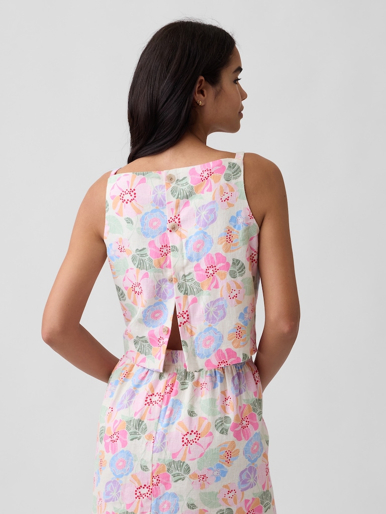 Linen-Blend Apron Top