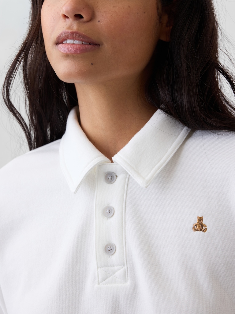 Relaxed Cropped Polo Sweatshirt