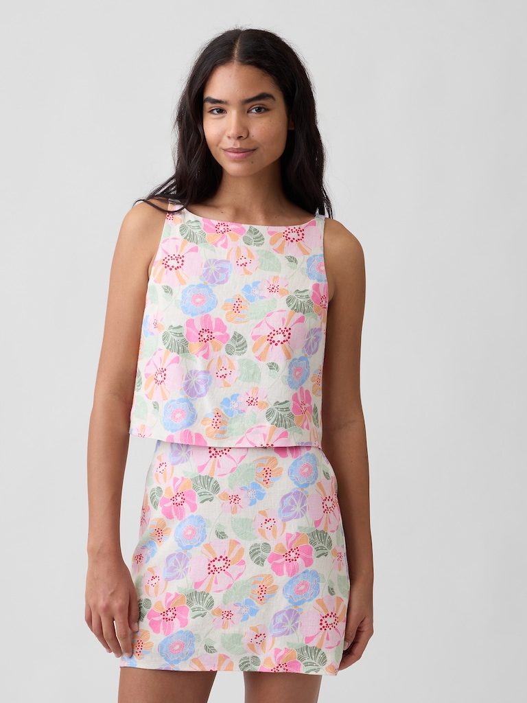 Linen-Blend Apron Top