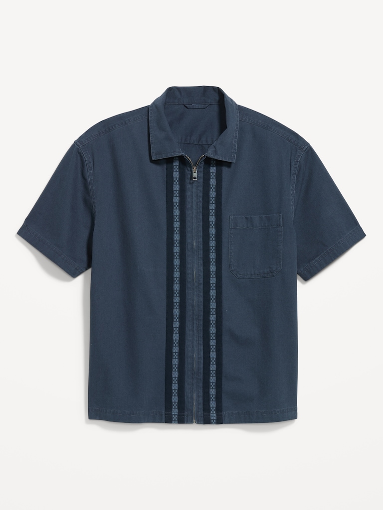 Loose Full-Zip Twill Workwear Shirt