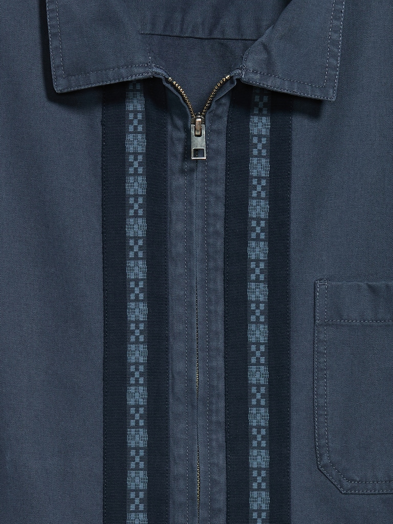 Loose Full-Zip Twill Workwear Shirt
