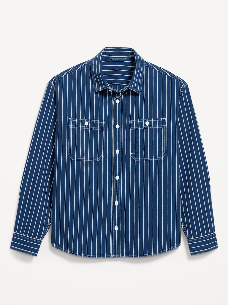 Loose Fit Striped Workwear Shirt