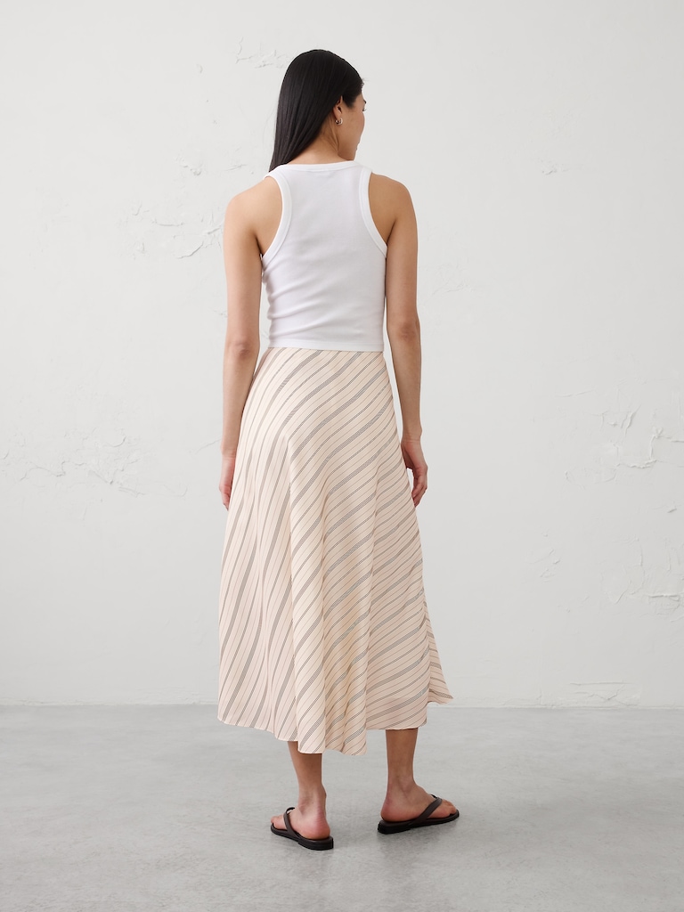 Silky Twill Bias Midi Skirt