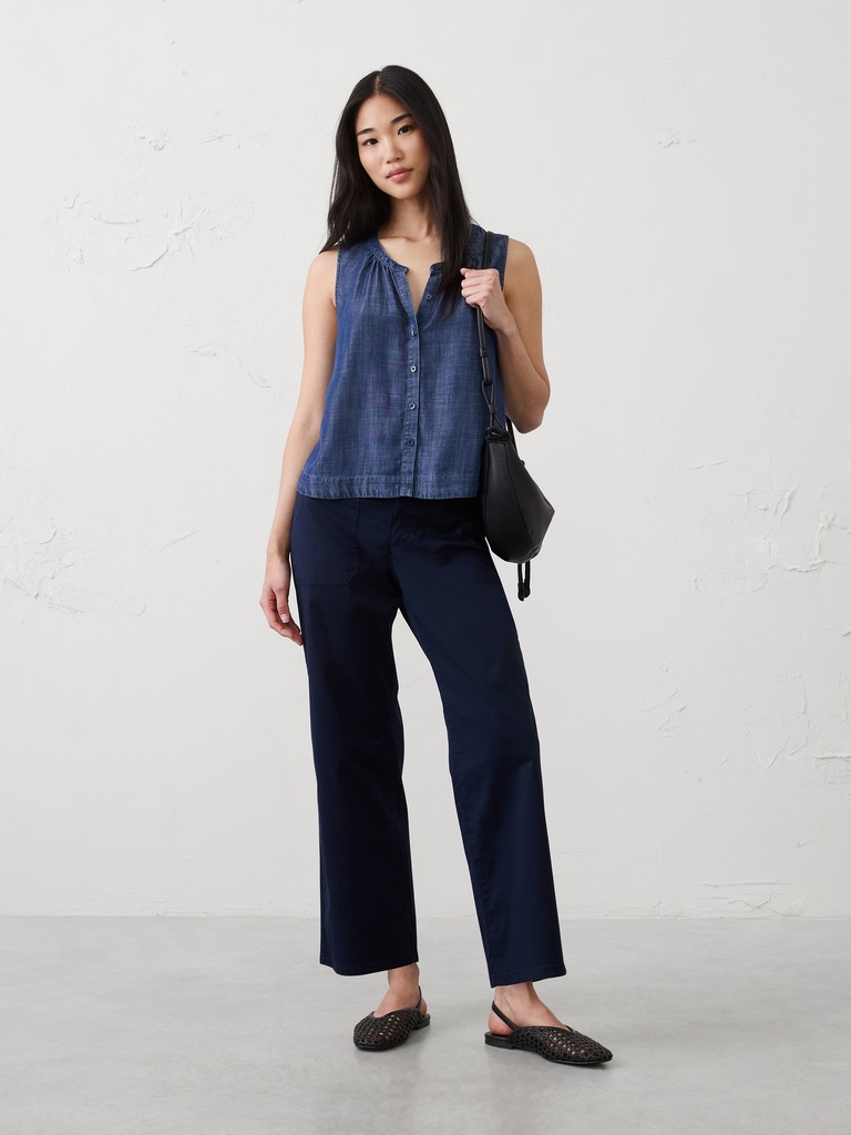 Straight High-Rise Twill Utility Pant