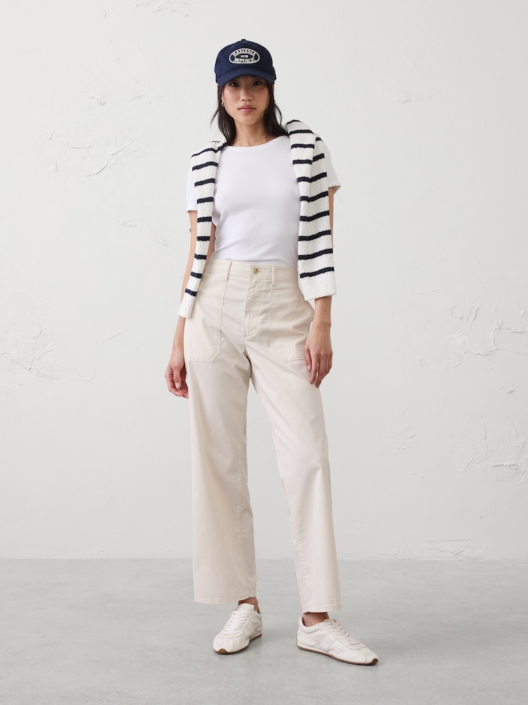 Straight High-Rise Twill Utility Pant