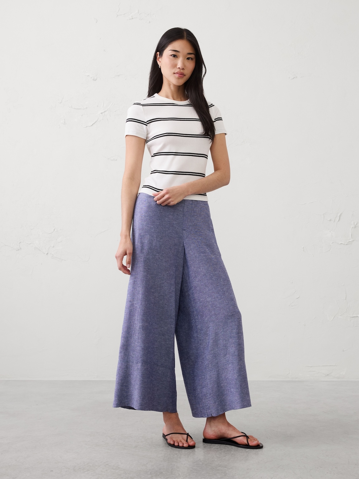 Anyday Wide-Leg High-Rise Linen-Blend Cropped Pant