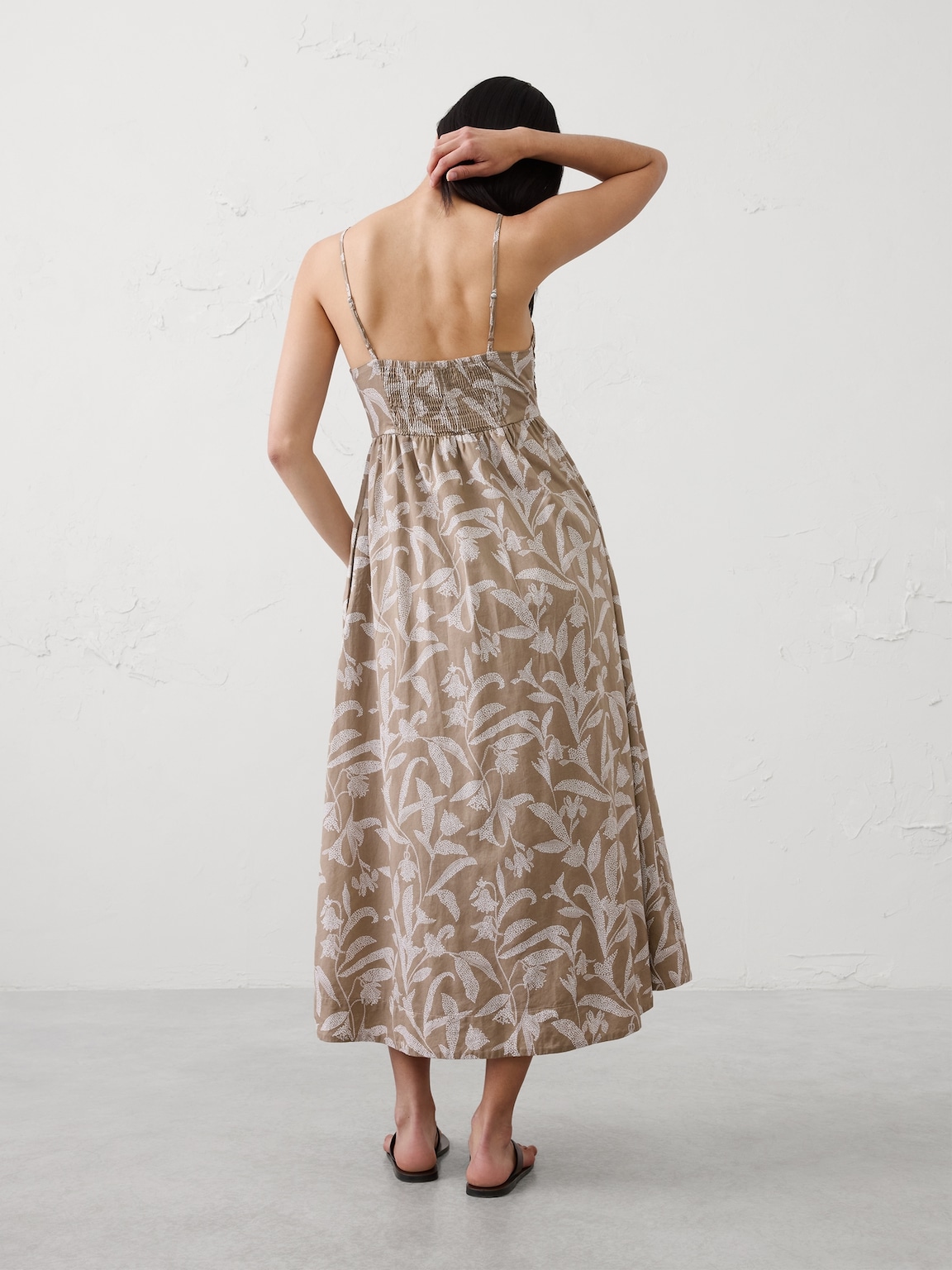 Pleated Voile Long Midi Dress