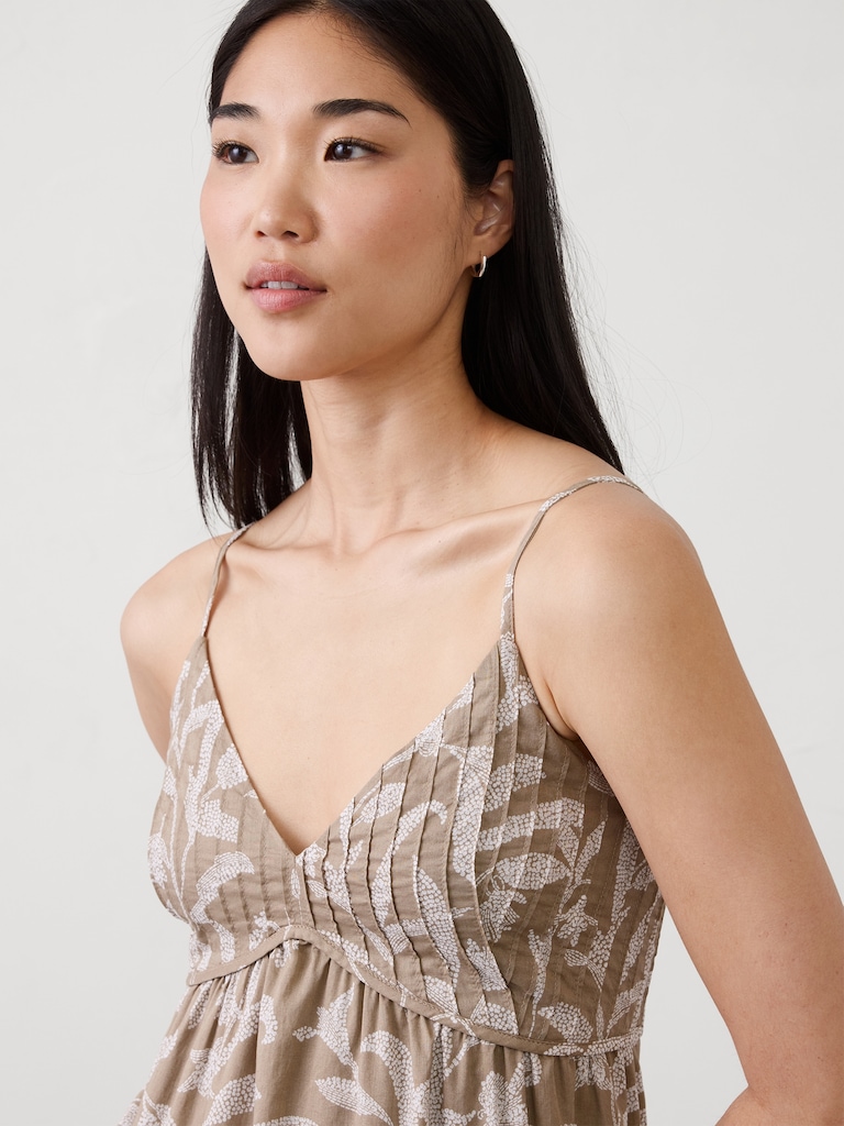 Pleated Voile Long Midi Dress