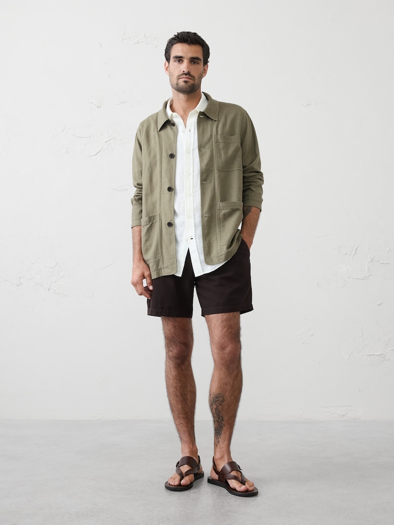Linen-Blend Chore Jacket