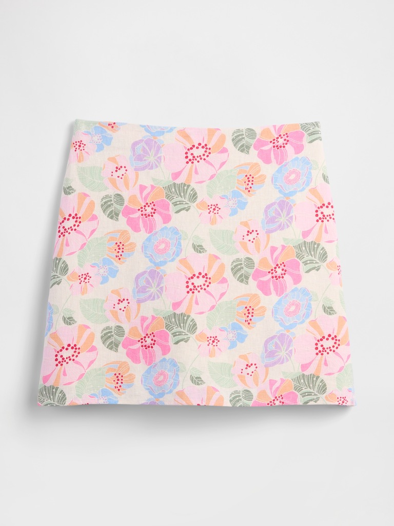 Linen-Blend Pull-On Mini Skirt