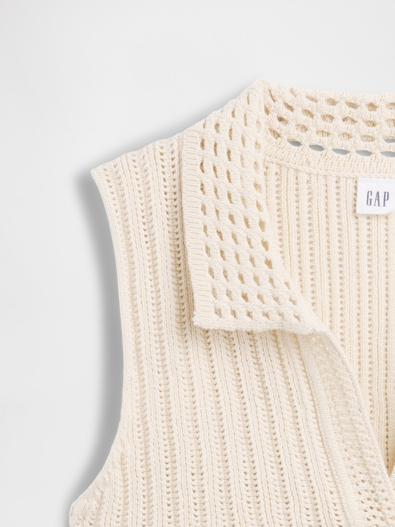 Sleeveless Crochet Collared Top