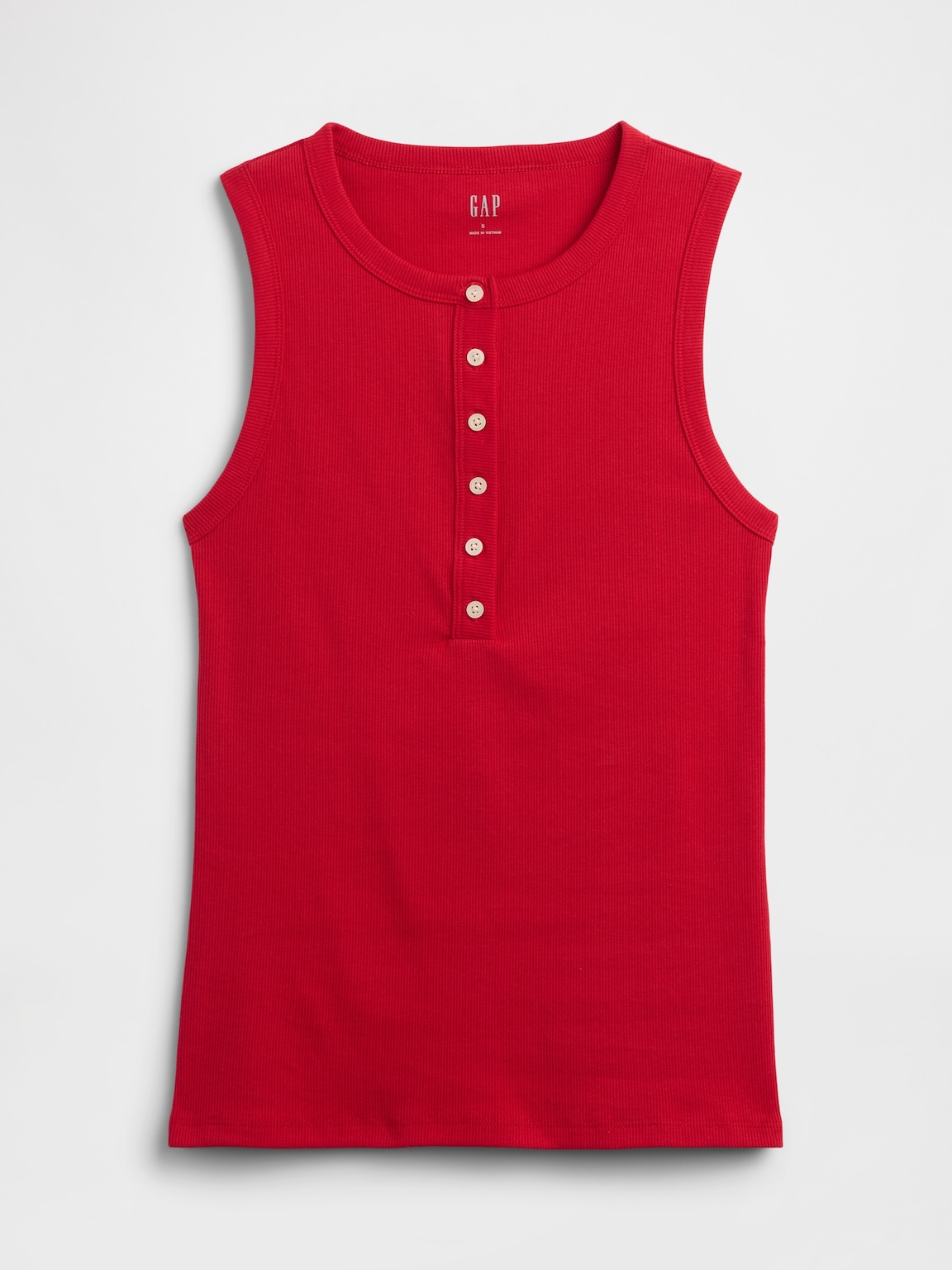 Ribbed Henley Tank Top