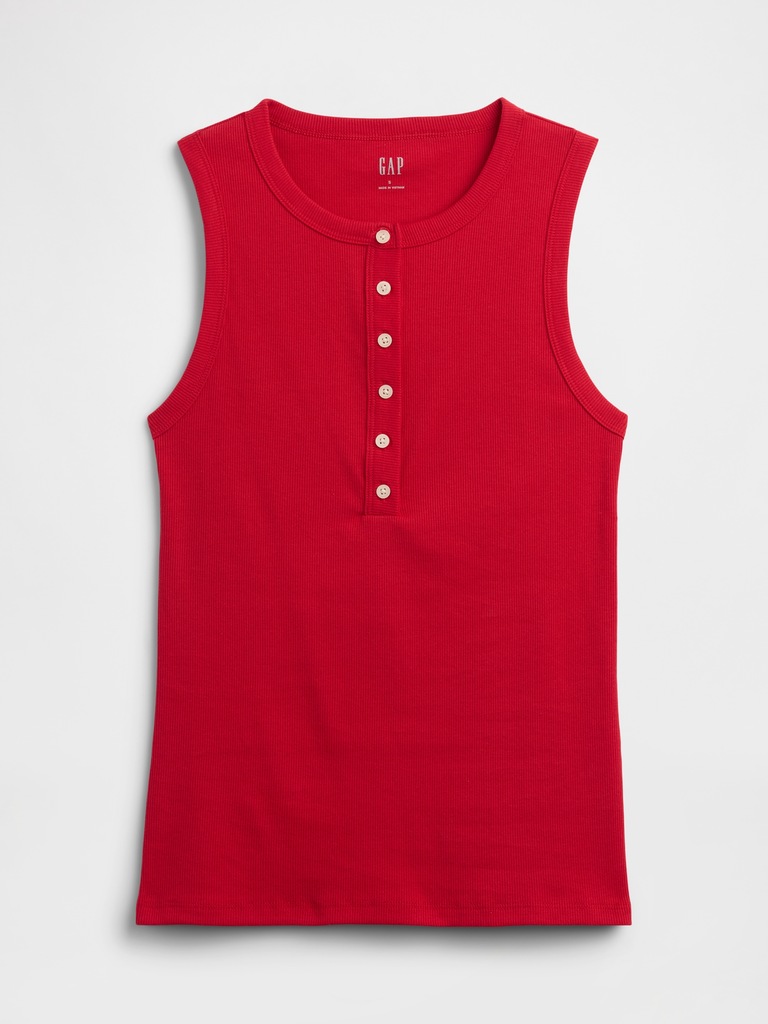 Ribbed Henley Tank Top