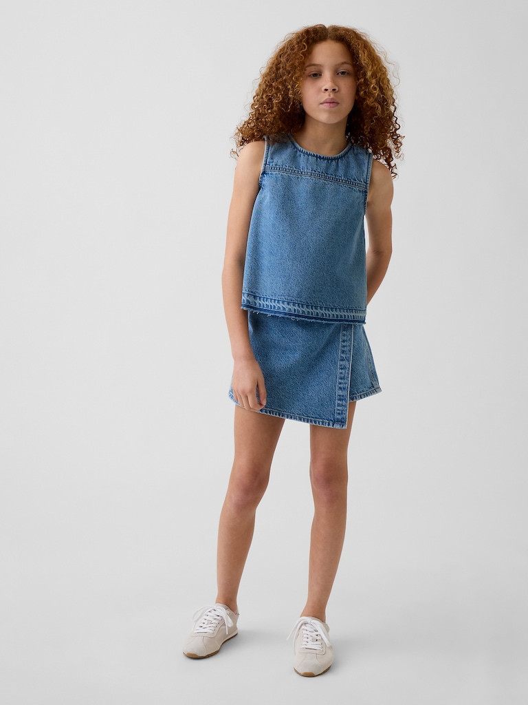 Jupe-short portefeuille en denim pour Enfant