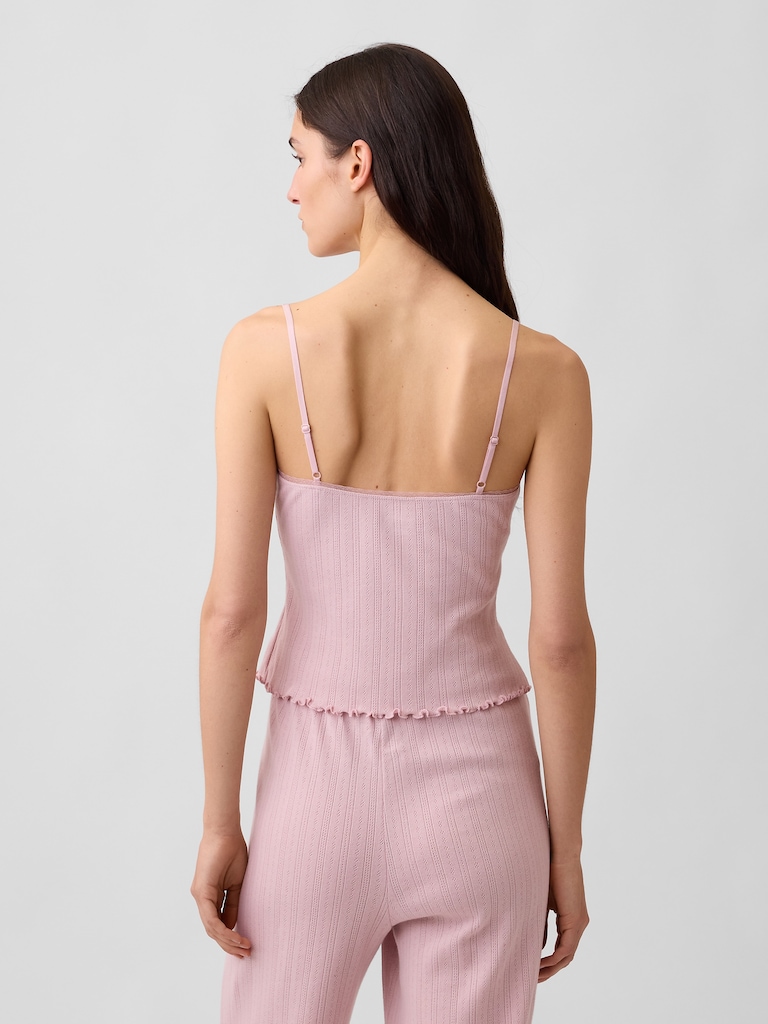 Pointelle Lettuce-Hem Crop PJ Cami