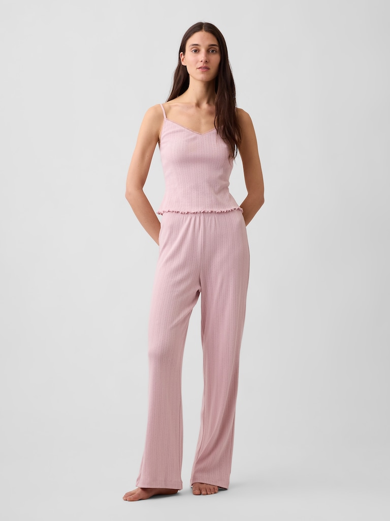 Pointelle Lettuce-Hem Crop PJ Cami