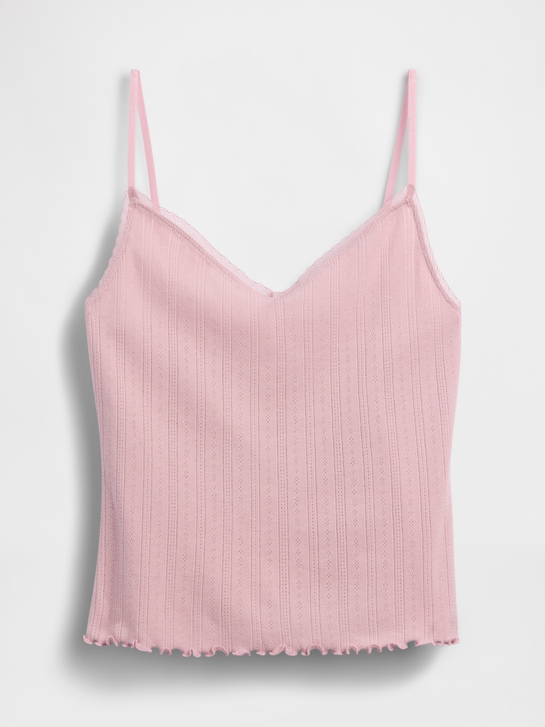 Pointelle Lettuce-Hem Crop PJ Cami