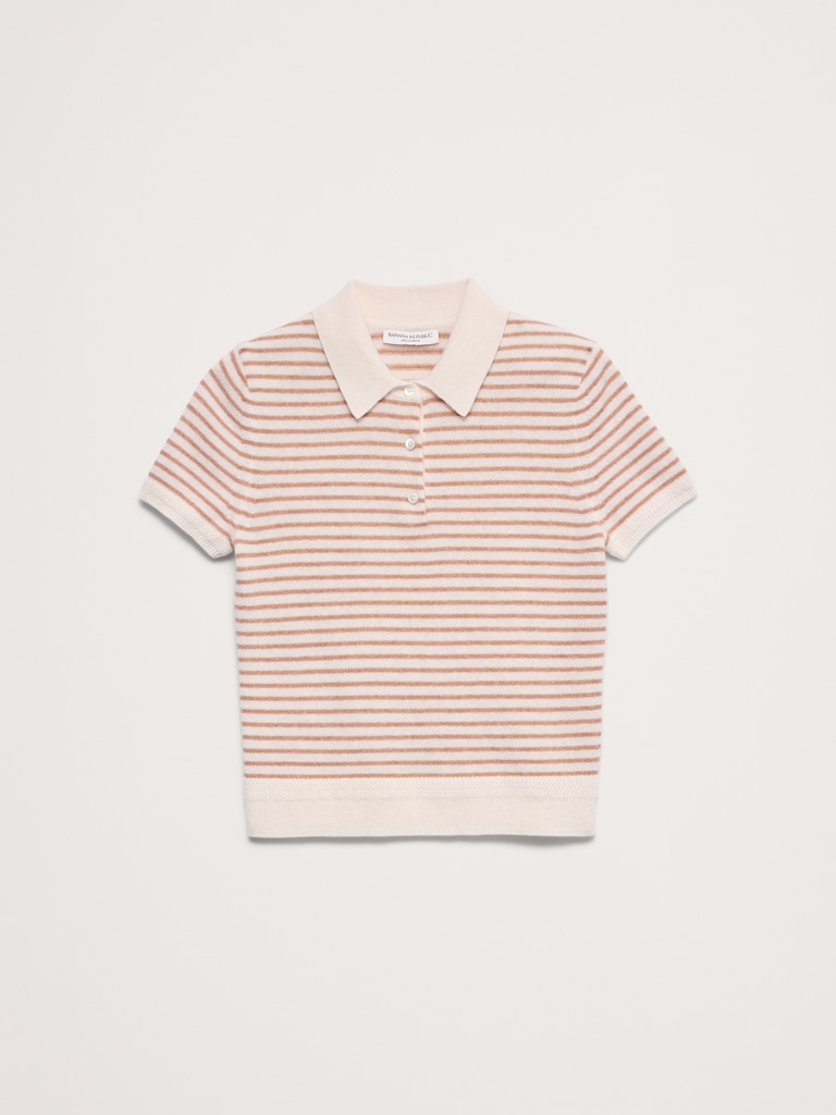 Lightweight Cashmere Short-Sleeve Sweater Polo
