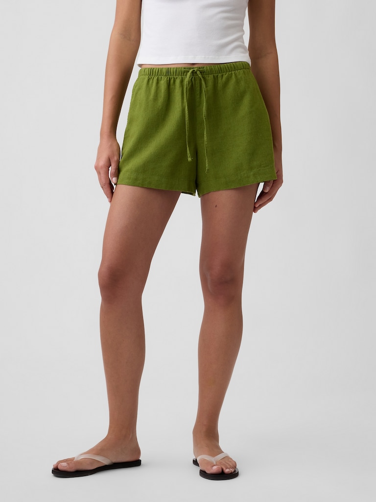 4" Pull-On Linen-Blend Shorts