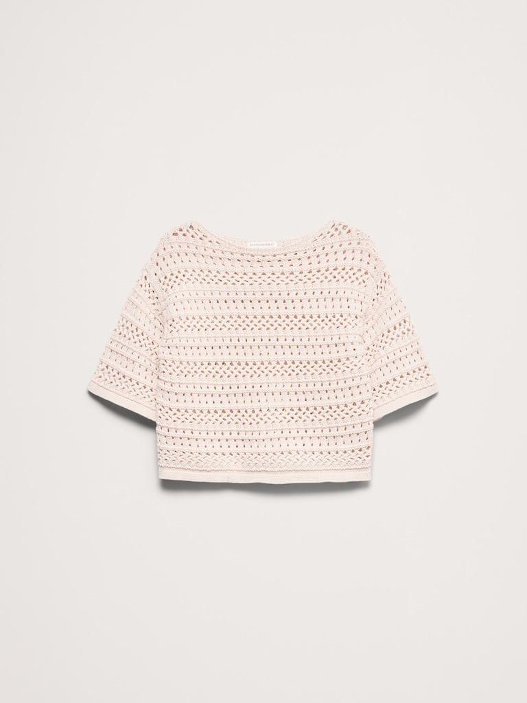 Coastal Cotton Crochet Sweater Tee
